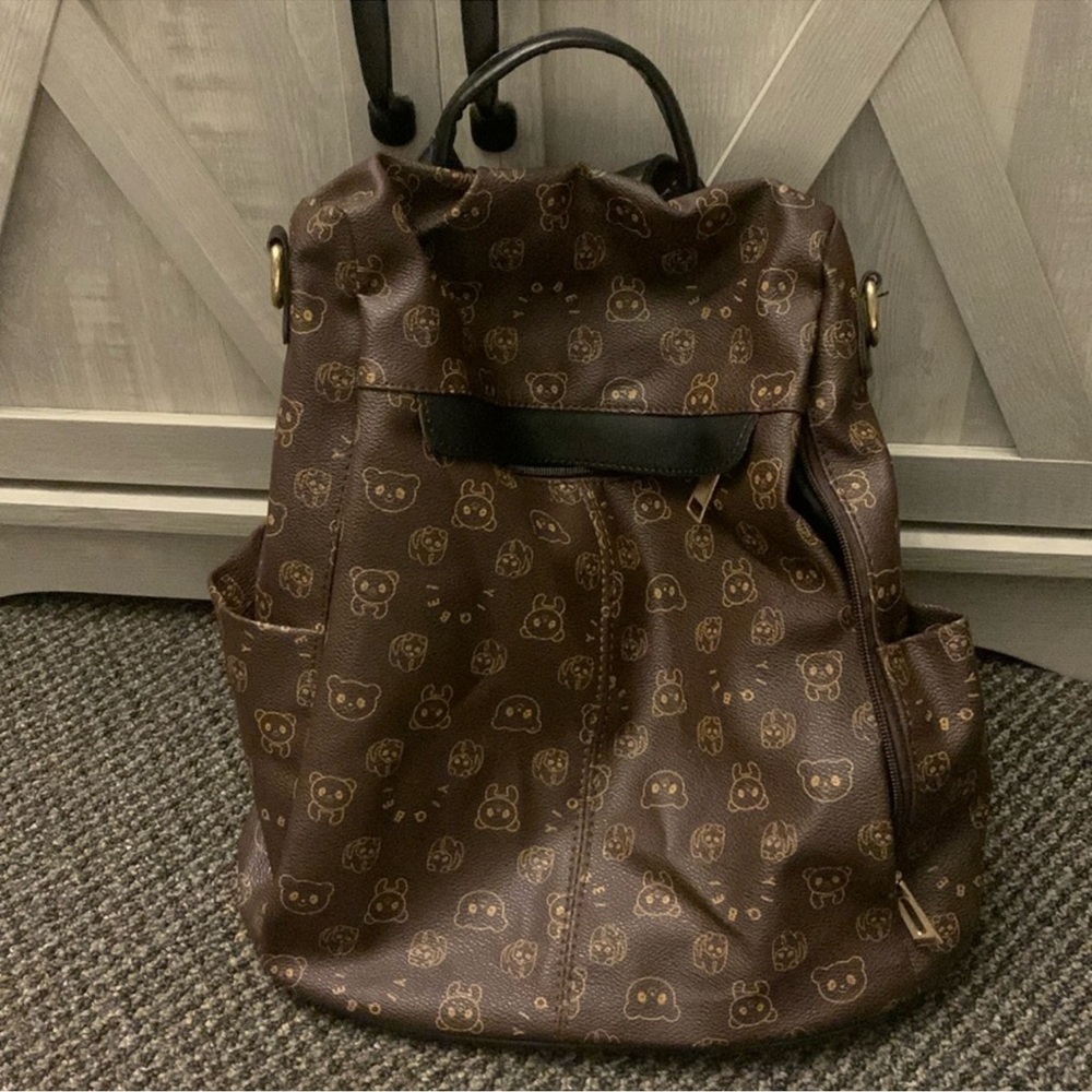 Brown Patterned Women's Backpack - image 1